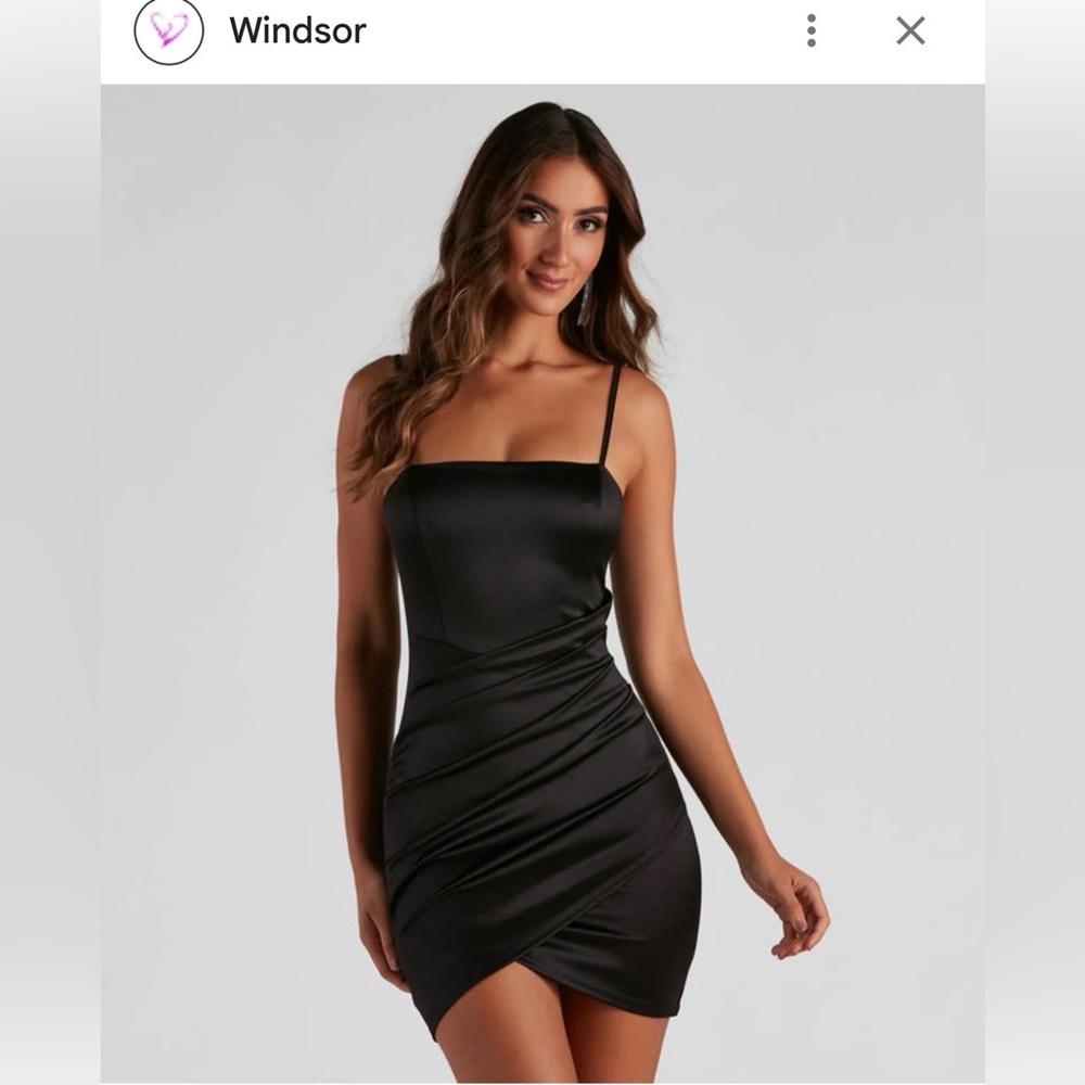 Windsor Black Satin Mini Dress